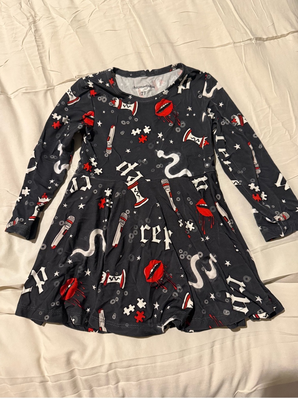Taylor Swift Inspired “Reputation” Bamboo Twirl Dress 2T Goth Rock Star Vibes